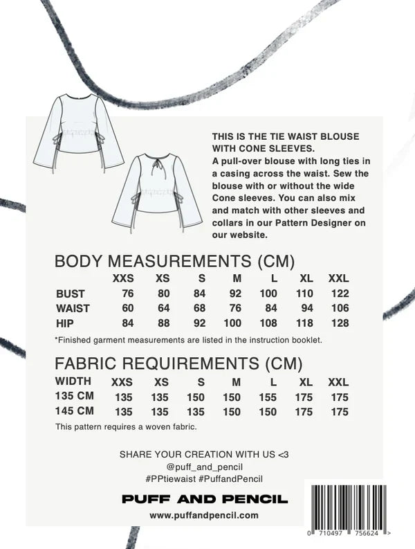 Puff and Pencil - Tie Waist blouse x Cone sleeve